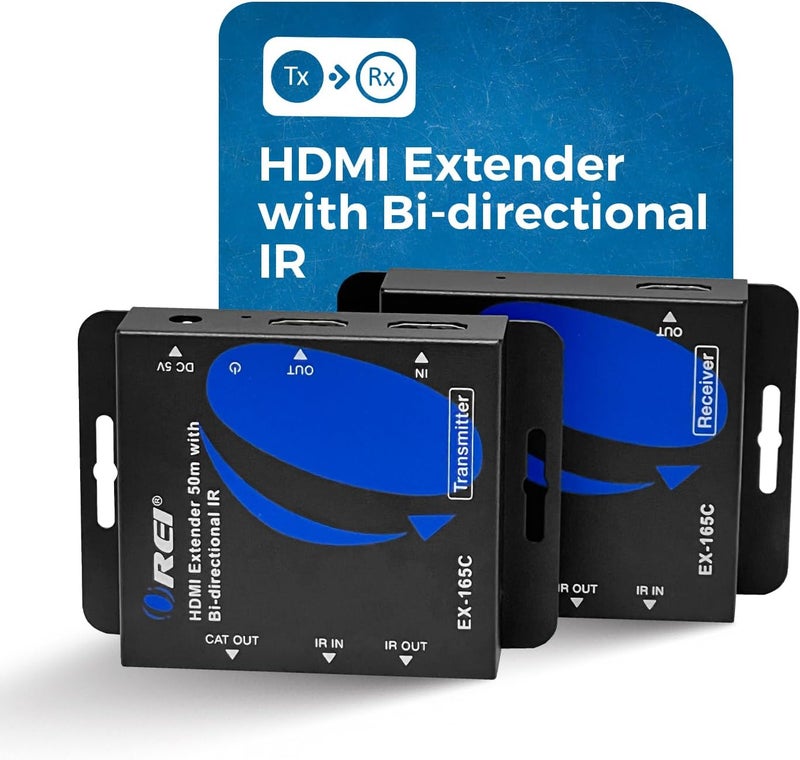 OREI HDMI over Ethernet Extender over Cat6/Cat7 Cable upto 165 Feet 1080p, Full HD, Local Loop Out Option, with IR Control EDID POC Function Transmitter and Receiver (EX-165C) - Image 2